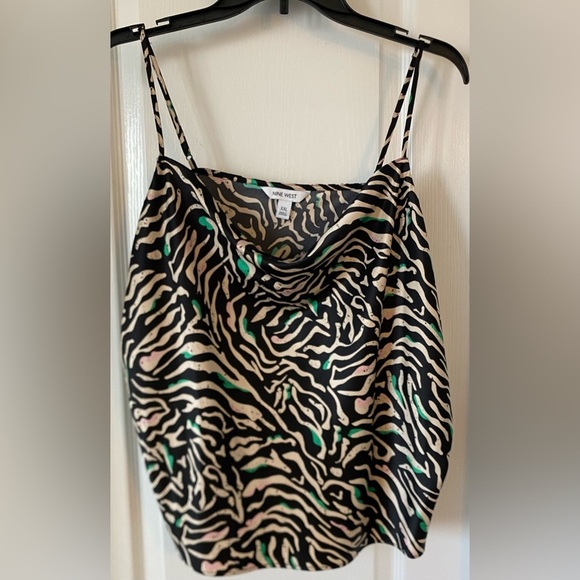 Nine West Zebra Print Cami Top - Black, White, Green - Picture 1 of 6